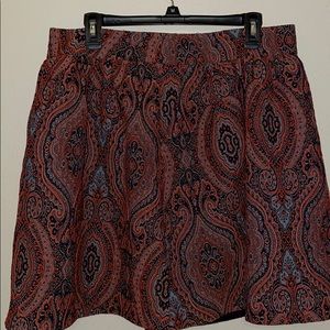 Anthropologie a line skirt paisley orange blue L